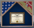 Marine Corps 2 Flags Certificate Display Case and a certificate or photo