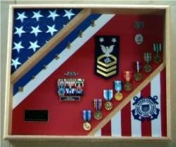 Coast Guard  Flag Medal Display Box- Shadow Box, Flag Box Hand Made By Veterans