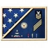 Medal Flag Case made actual service uniform fabrics solid red oak and walnut cases, Medal Flag Case made actual service uniform fabrics solid red oak, The Military Gift Store, Burial Flag Cases