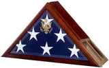 Funeral Flag Case, Flag and Urn Built In Solid wood finish back, , The Military Gift Store, Burial Flag Case