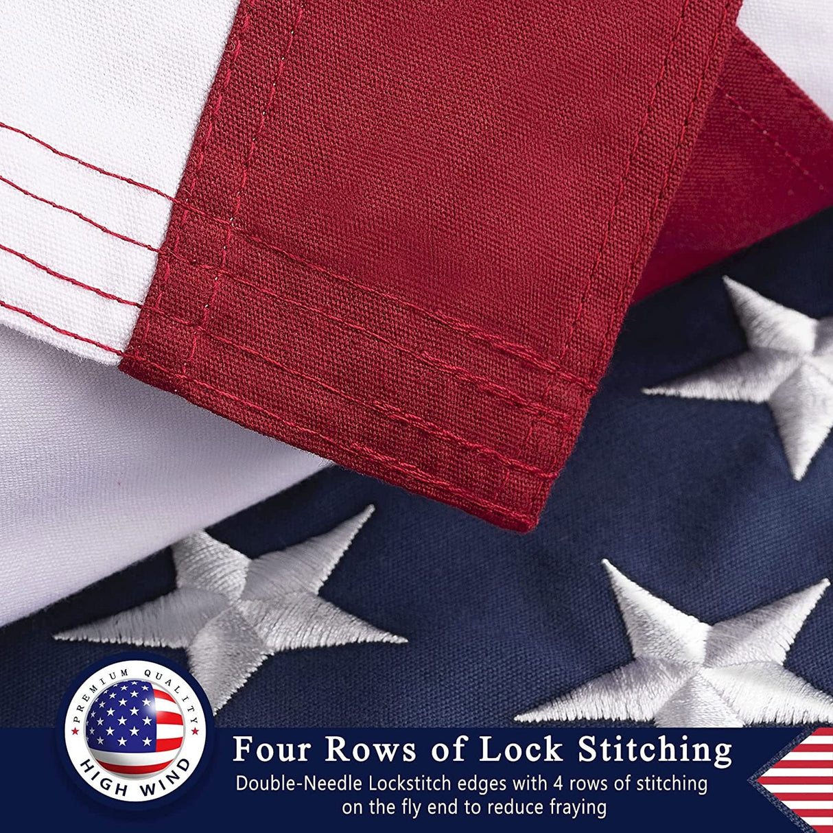 This 100% Cotton 3x5 ft American Flag, Heavy Duty Fabric, Longest Lasting, Embroidered Stars, Sewn Stripes, Brass Grommets, The Best Cotton US House Flags, This 100% Cotton 3x5 ft American Flag, Heavy Duty Fabric, The Military Gift Store, Folded Memorial Flag