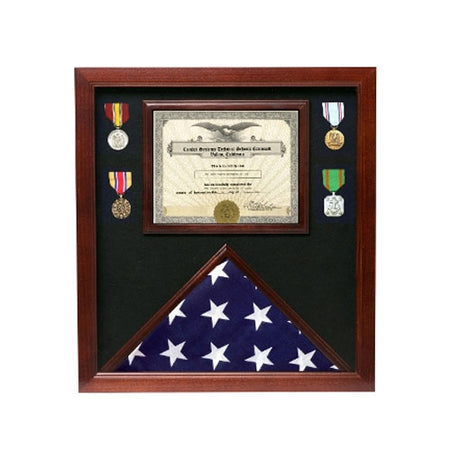 Veterans Made Flag Document Case American Flags - Cherry Wood.