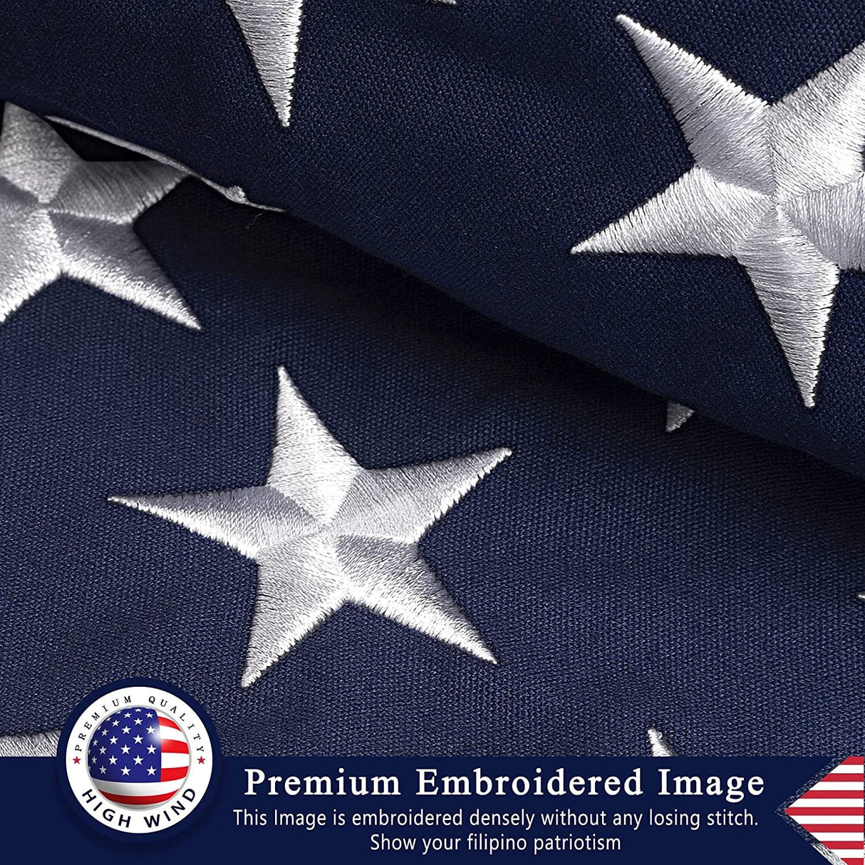 This 100% Cotton 3x5 ft American Flag, Heavy Duty Fabric, Longest Lasting, Embroidered Stars, Sewn Stripes, Brass Grommets, The Best Cotton US House Flags, This 100% Cotton 3x5 ft American Flag, Heavy Duty Fabric, The Military Gift Store, Folded Memorial Flag