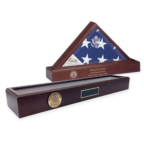 Flag and Personalized Pedestal Display Case