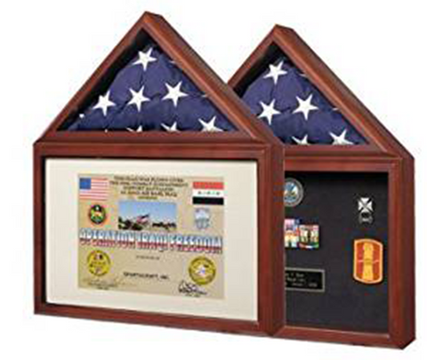 Capitol Flag Case with Certificate/Shadow Box with Cherry Finish