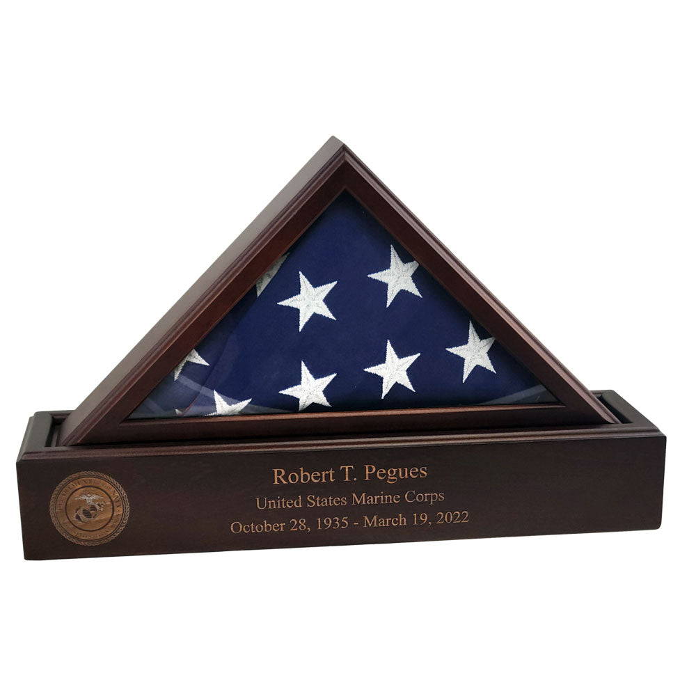 Flag and Personalized Pedestal Display Case - for 5x9.5 Capitol Flag, , The Military Gift Store, Flag And Pedestal Display Cases