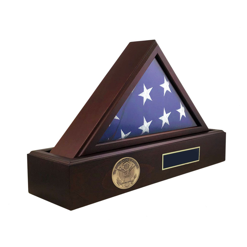 Flag and Personalized Pedestal Display Case - for 5x9.5 Capitol Flag, , The Military Gift Store, Flag And Pedestal Display Cases