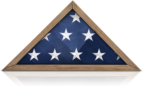 SOLID WOOD Military Flag Display Case for 9.5 x 5 American Veteran Burial Flag (Weathered Wood)