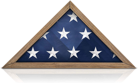 SOLID WOOD Military Flag Display Case for 9.5 x 5 American Veteran Burial Flag, Wall Mounted Burial