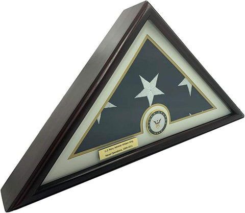 5X9 Burial/Funeral/Veteran Flag Elegant Display Case, 5X9 Solid Wood Case With Air Force Medal - The Military Gift Store