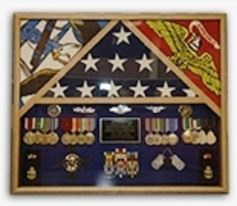 Flag Shadow case, 3 Flag Military Shadow Box. - The Military Gift Store