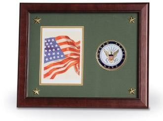 Navy Medallion Frame, Navy Photo and Medallion Frame , wood frame.