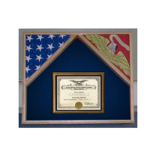 Military Flag Case For 2 Flags and Certificate Display Case.