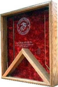 Retirement Flag Case Marine Corp Shadow Box 18"W x 20"H x 3"D With Raised Mounting Surfaces