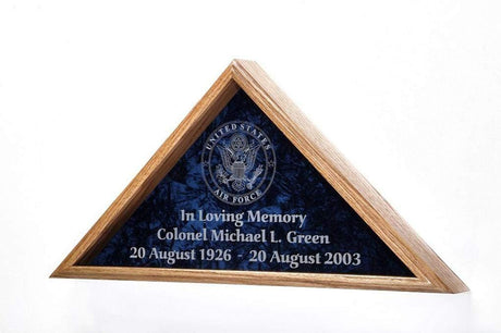 Flag Display Case w/Military Emblem - Includes 3 Lines of Text Personalization! - DOUBLE STRENGTH GLASS FRONT for 5'x9.5', Flag Display Case w/Military Emblem - Includes 3 Lines of Text, The Military Gift Store, American Flag Frames (43)