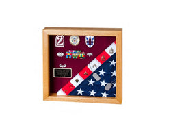 Flag Display Case showcases both the flag and military awards.