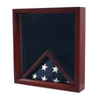 Triangle Flag Display Case is 19” wide x 20” tall.