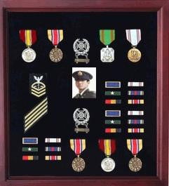 Officers Medal Display Case Plus Photo shadowbox, Military Frame